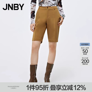 女休闲舒适通勤复古弹性自然腰直筒裤 JNBY 江南布衣折扣秋冬短裤