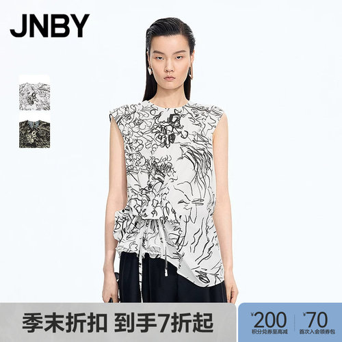 【季末折扣】JNBY/江南布衣26夏新品衬衫宽松圆领无袖5Q4210700