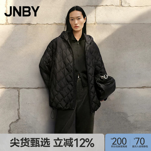 【90%白鸭绒】JNBY/江南布衣秋冬羽绒服女中长款连帽简约宽松上衣