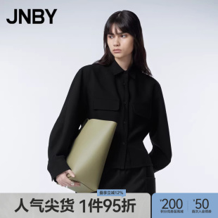 夹克外套女翻领长袖 H型简约廓形感通勤短外套 江南布衣秋季 JNBY