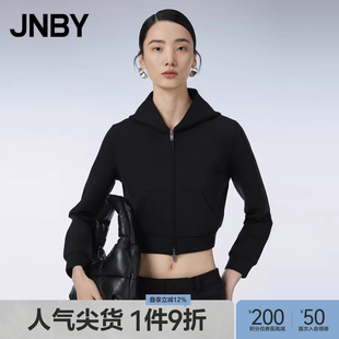 卫衣空气层短款 JNBY 江南布衣春季 女装 简约舒适连帽开襟九分袖