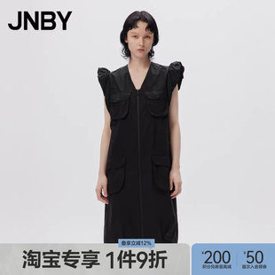 江南布衣春夏连衣裙女无袖 淘宝专享 JNBY 口袋宽松V领裙子 工装