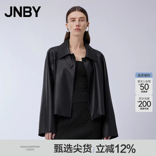 羊皮革皮衣宽松型翻领夹克通勤5O1A11130 女装 JNBY 江南布衣春季