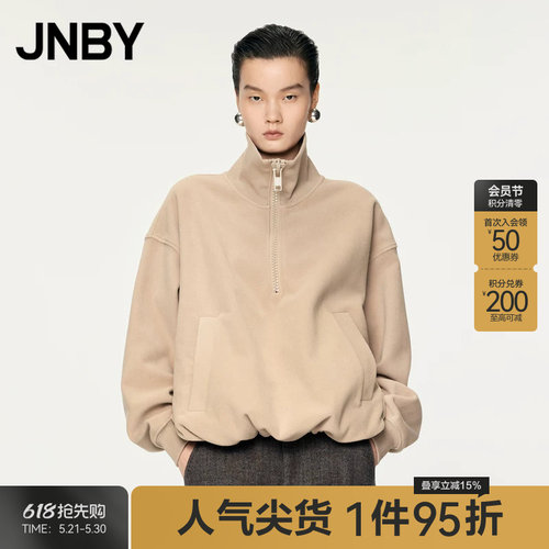 JNBY/江南布衣秋冬卫衣宽松立领摇粒绒抽绳套头上衣休闲5OB415830