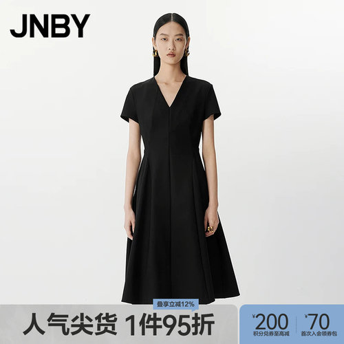 【春夏上新】JNBY/江南布衣春夏连衣裙V领气质修身裙子5P4G13030