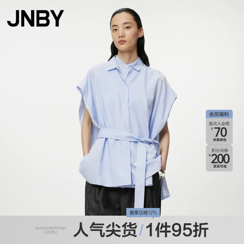 无袖府绸宽松单排扣翻领衬衣图片