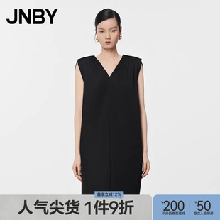 JNBY 女装 连衣裙A字V领无袖 百褶短裙通勤女5O5G14500 江南布衣夏季