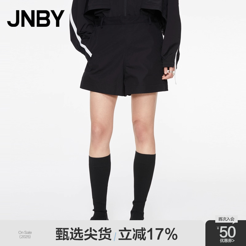 JNBY/江南布衣折扣春夏短裤100%棉宽松水洗牛仔拼接简约通勤女