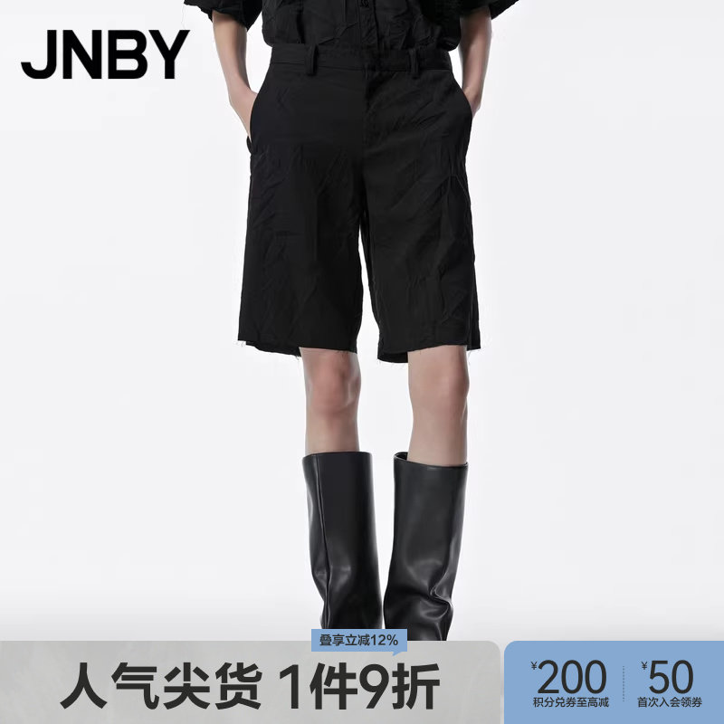 JNBY/江南布衣春秋西装短裤女休闲裤纯羊毛100%精纺通勤直筒中裤