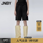 江南布衣春秋季 短裤 斜纹精纺提花直筒裤 JNBY 休闲裤 简约挺括通勤