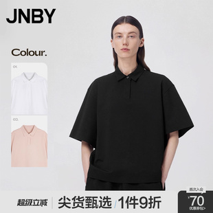 江南布衣夏季 polo领通勤气质T恤衫 JNBY 女装 微弹 宽松短袖 polo衫