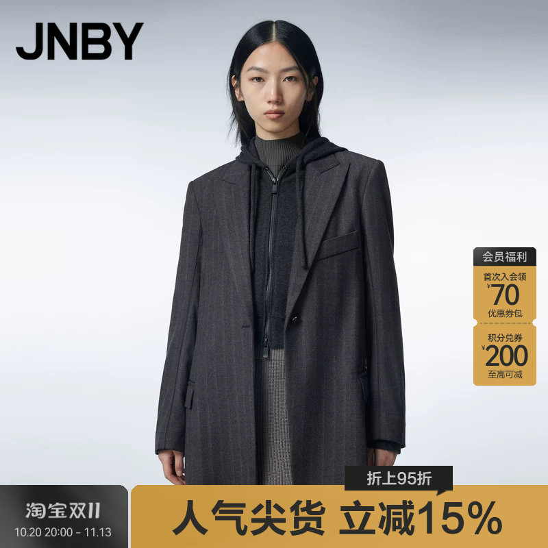 JNBY/江南布衣秋冬毛呢西服含羊绒修身长款OL风通勤西装外套女