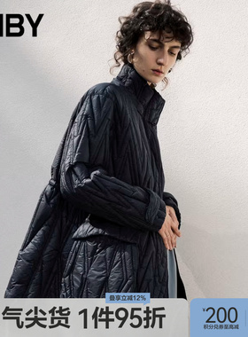 JNBY/江南布衣冬季羽绒服女中长款宽松休闲简约连帽外套5M0C12780