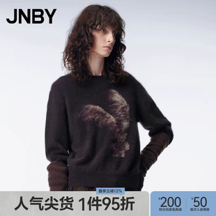 JNBY 针织衫 女圆领套头毛衣吹风兔子图案通勤毛衫 江南布衣春秋季