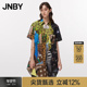 女宽松印花长款 JNBY 江南布衣折扣春夏衬衫 撞色多色上衣设计复古