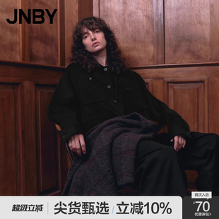 JNBY 外套 江南布衣折扣秋冬夹克毛呢女大口袋个性 休闲通勤中长款