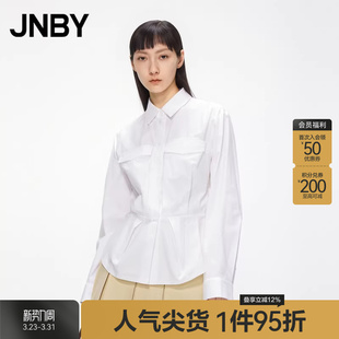 X型OL风通勤休闲衬衣 女大口袋长袖 JNBY 江南布衣折扣春夏衬衫