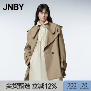 JNBY/江南布衣秋季风衣女长款夹克双层高密英伦风挺括外套含腰带