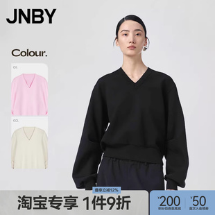 JNBY 江南布衣春季 卫衣莱赛尔空气层休闲宽松V领套头 淘宝专享