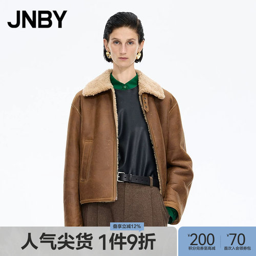 【秋冬上新】JNBY/江南布衣25冬新品皮衣翻领宽松长袖5P0A10990