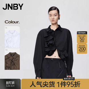 江南布衣夏季 饰OL风挺阔通勤长袖 女装 宽松立体装 衬衣 衬衫 JNBY