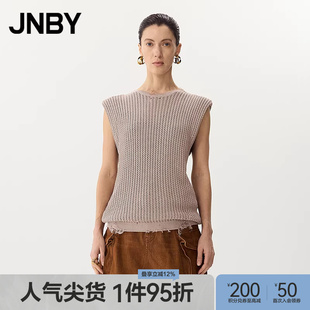女装 针织背心混纺粗针直筒型圆领套头纯色通勤 江南布衣夏季 JNBY