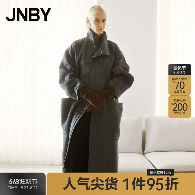 JNBY/江南布衣23冬新品呢大衣宽松立领A型5NA811050