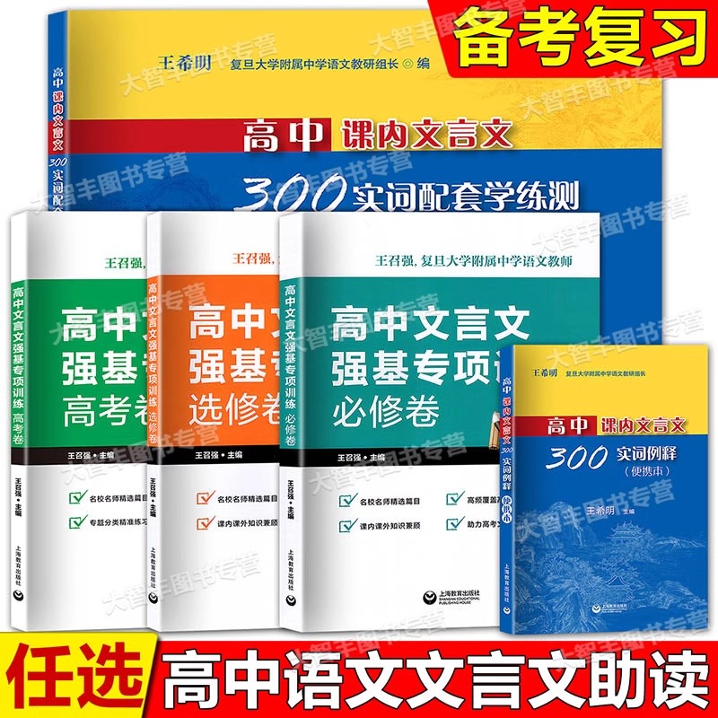 高中课内文言文300实词例释便携本300实词配套学练测 文言文默写 高中文言文强基专项训练选修卷必修卷高考卷王希明上海教育出版社