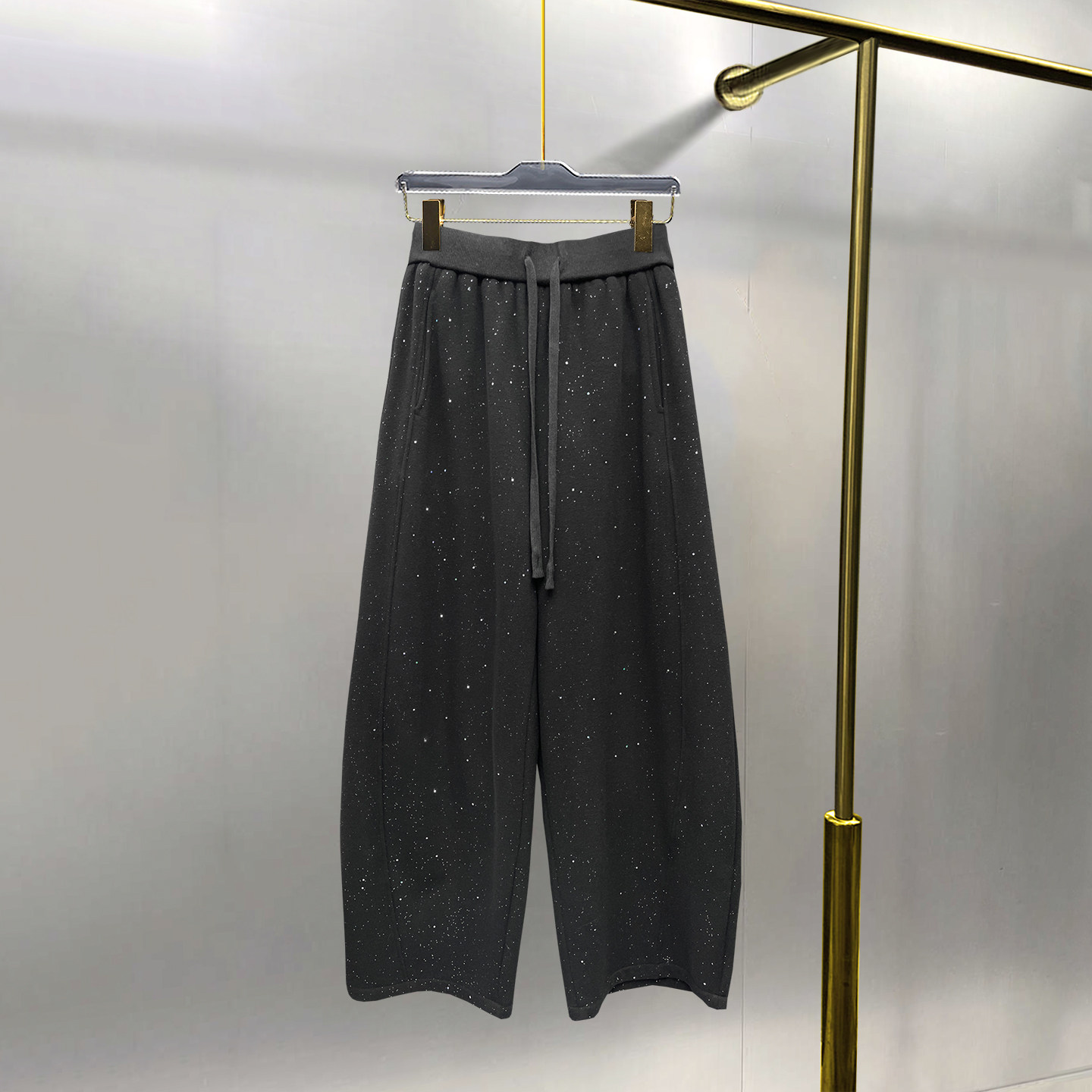 满天星阔腿裤女加绒加厚保暖软糯抽绳休闲裤闪亮宽松弯刀裤,女装/女士精品,休闲裤,淘宝优惠券,粉丝福利购,淘宝优惠卷