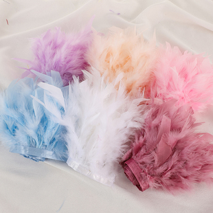 火鸡毛火片布边羽毛网红灯罩背景墙装饰diy手工材料酒吧服饰花边