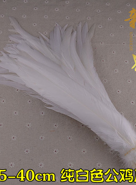 diy羽毛白色公鸡尾羽毛大羽毛长羽毛长鸡尾毛舞台演出道具30-40cm