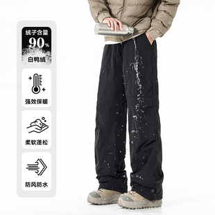 罗宾汉港风羽绒长裤男款90白鸭绒冬季保暖锁温防风防水宽松百搭