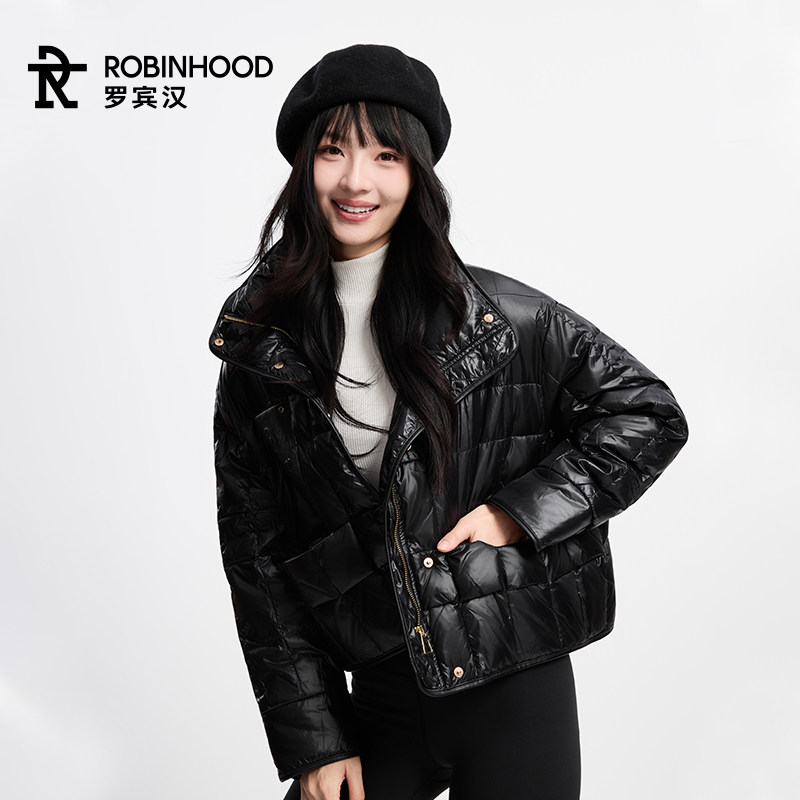 罗宾汉短款90鸭绒女羽绒服保暖