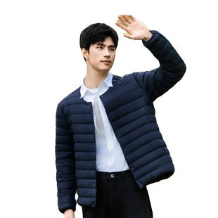 罗宾汉新款轻薄V领短款羽绒服男款保暖内胆大码内穿薄款外套