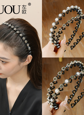 轻奢高颅顶发卡发箍女款2026新款日常外戴带齿波浪刘海头饰头箍