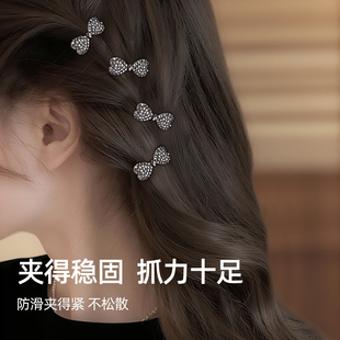 小号鸭嘴夹水钻蝴蝶结前额碎发夹侧边刘海夹子高级感迷你水晶发卡