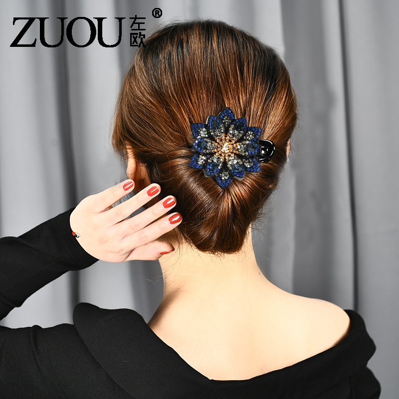 发夹头饰后脑勺大号盘发鸭嘴夹发卡女秋头发夹子水钻发饰头夹抓夹