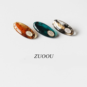 韩国fever同款 琥珀色椭圆水滴夹子前额刘海夹复古鸭嘴夹边夹发卡