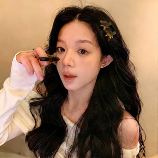 发夹边夹侧边刘海夹小号星星一字夹前额碎花鸭嘴夹高端发卡头饰女