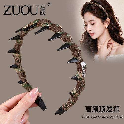 咖绿色发箍女款高级感洋气