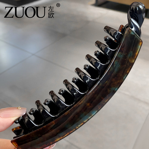 韩系醋酸豹纹13cm大齿香蕉夹