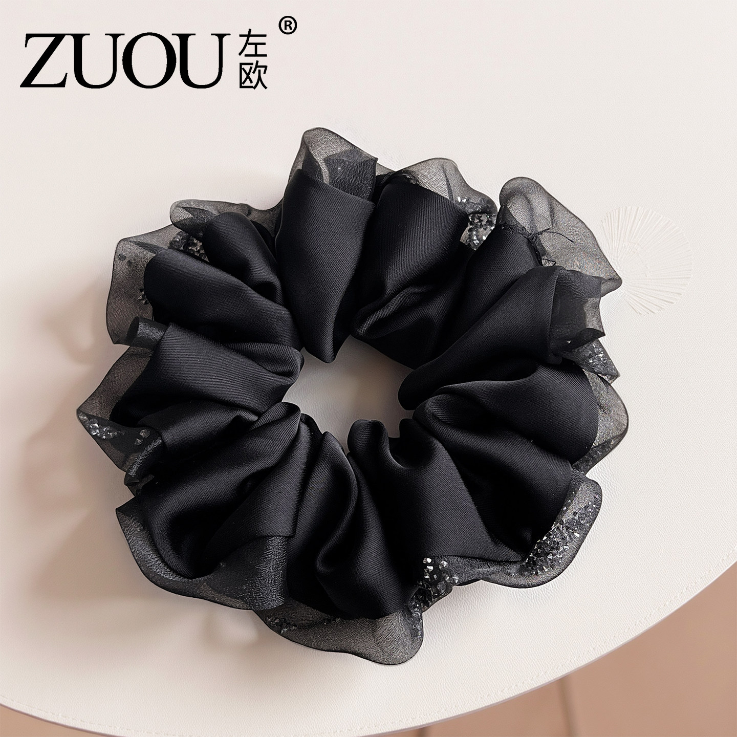 欧根纱大肠发圈女黑色高级感细水钻缎面大号高弹扎头发发圈头绳女,饰品/流行首饰/时尚饰品新,发饰,淘宝优惠券,粉丝福利购,淘宝优惠卷