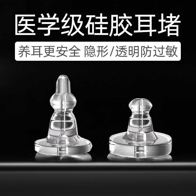 硅胶耳堵大号透明飞碟耳钉耳环后塞扣防下垂支撑防掉超紧免摘耳帽