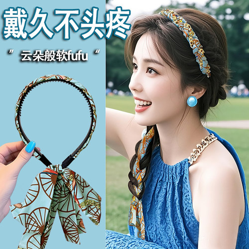 发箍飘带绑发一体链条编发发卡