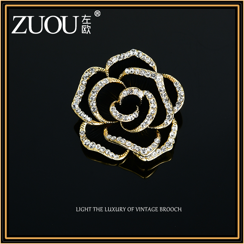 复古黑色花高级感配饰西装胸针女