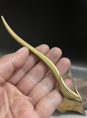 新款铜发簪凤簪全铜女士头发簪子古风简约发髻盘发头饰黄铜41克