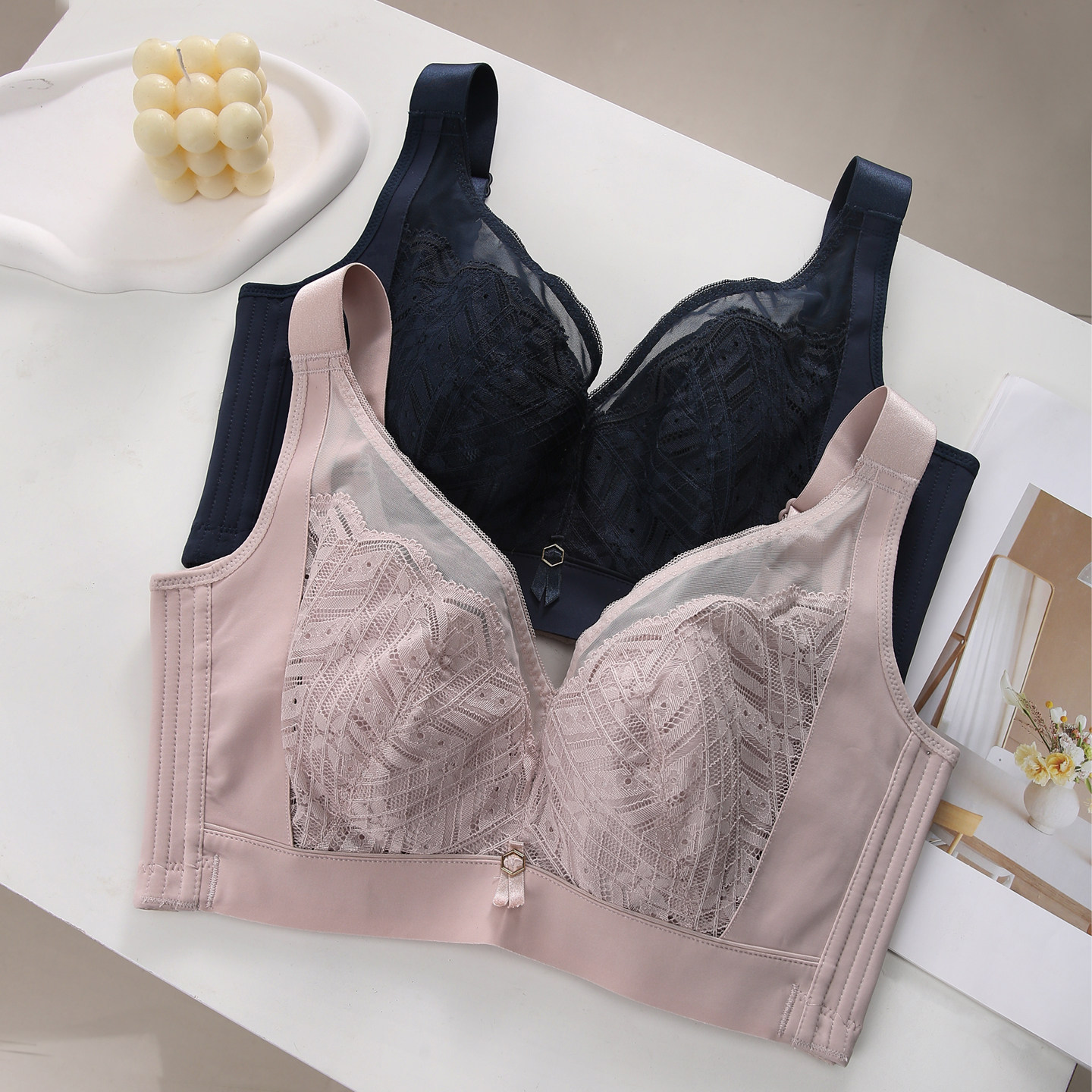 软钢圈大码文胸薄杯大胸显小