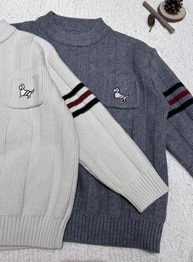 儿童毛衣2024年新款秋冬季女童男童宝宝半高领女款大童韩系针织衫
