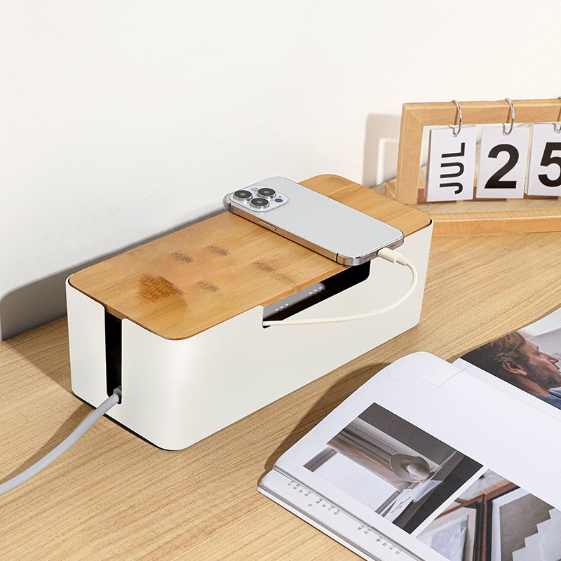 进口插线板电线收纳盒数据线充电线整理插座排电源排插理线集线神