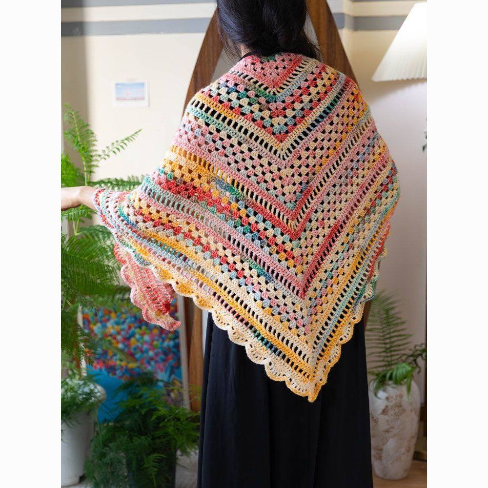 彩虹琉璃云diy多巴胺毛线毯子材料包毛线钩针编织披肩,服饰配件/皮带/帽子/围巾,DIY编织材料包,淘宝优惠券,粉丝福利购,淘宝优惠卷